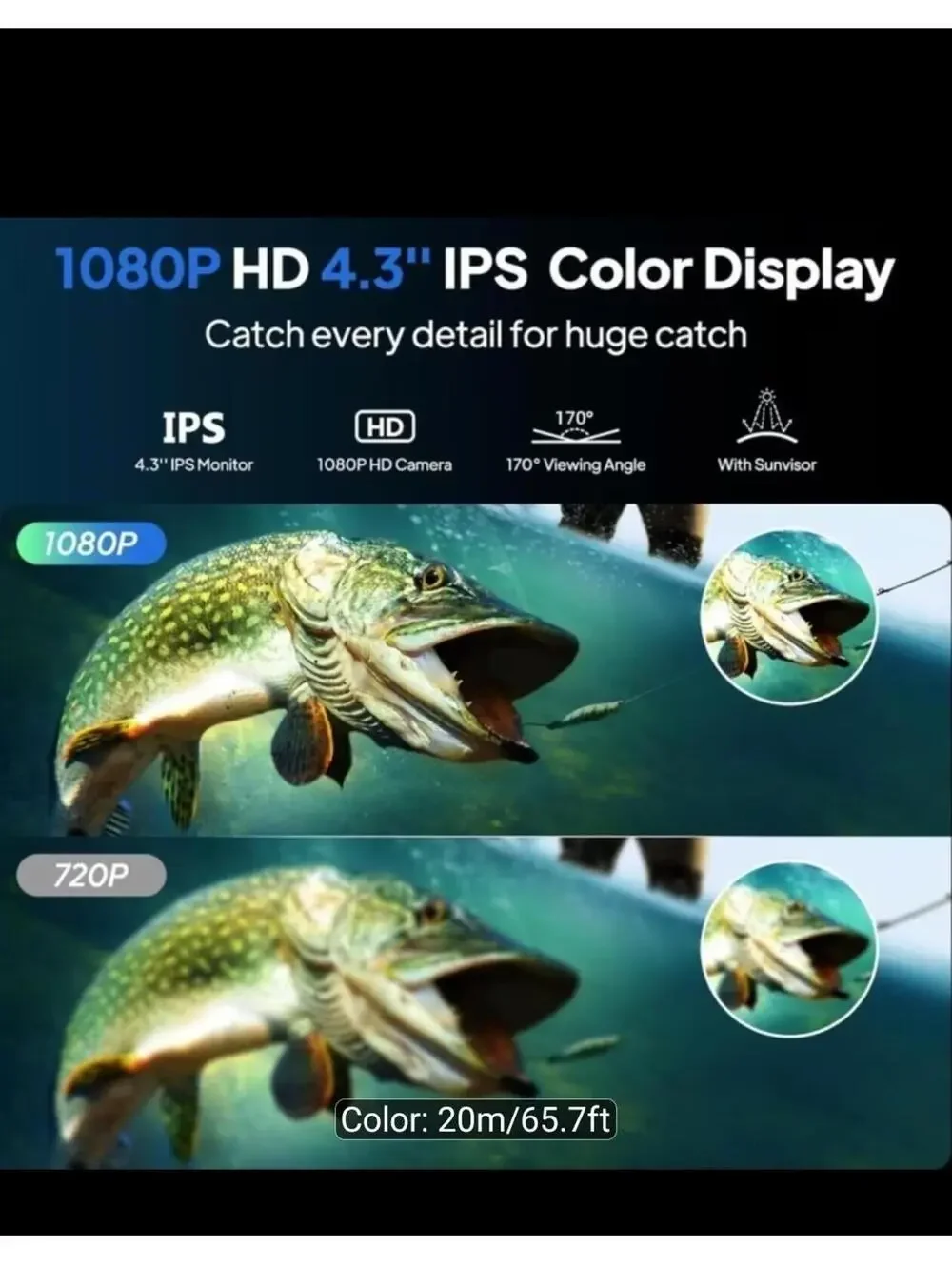 Upgrade] NO.1 HD 1080P Underwater Fishing Camera 7'' - w/10,